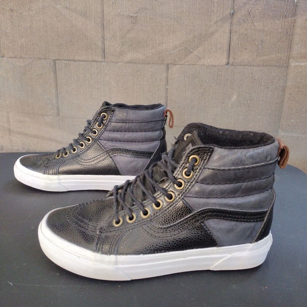 Vans Off The Wall Unisex Hi Top Sneaker Size M 4.5 W 6 Black Leather Skateboard